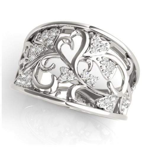 Sakcon Jewelers Ring 14k White Gold Anaya Diamond Ring, vine ring, heart ring