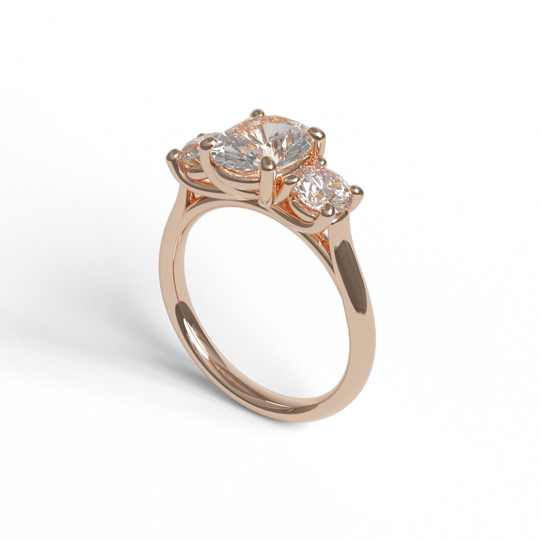 Sakcon Jewelers Ring 14k Yellow Gold Zoey Moissanite & Chatham Created Sapphire 3-Stone Engagement Anniversary Ring