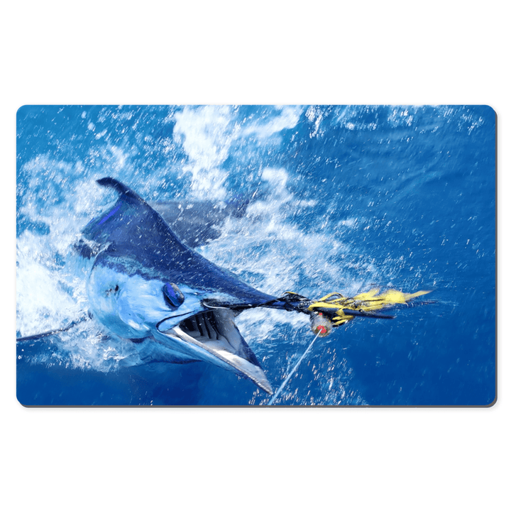 Sakcon Jewelers 10x16 inch Blue Marling desk pad | Fishing Gifts | Work From Home | Home Office | Manicure Mat