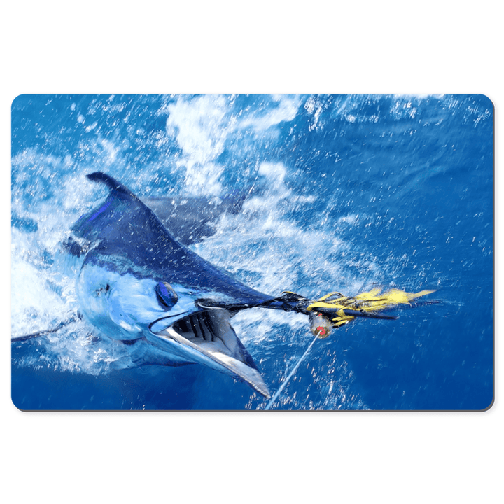 Sakcon Jewelers 12x18 inch Blue Marling desk pad | Fishing Gifts | Work From Home | Home Office | Manicure Mat