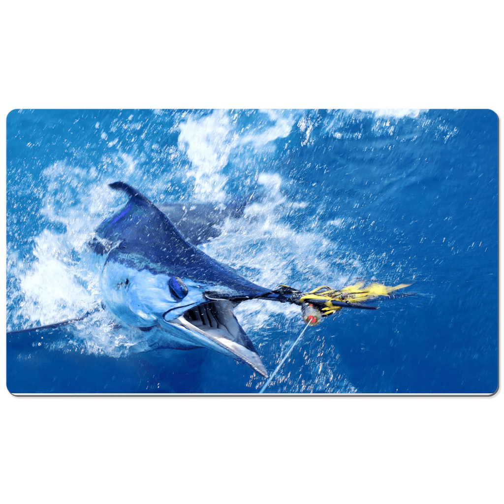Sakcon Jewelers 14x24 inch Blue Marling desk pad | Fishing Gifts | Work From Home | Home Office | Manicure Mat