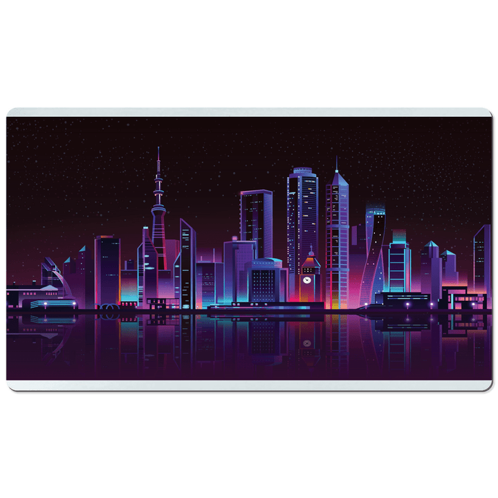 Sakcon Jewelers 14x24 inch Purple City Scape | Purple Desk Mat | Work At Home