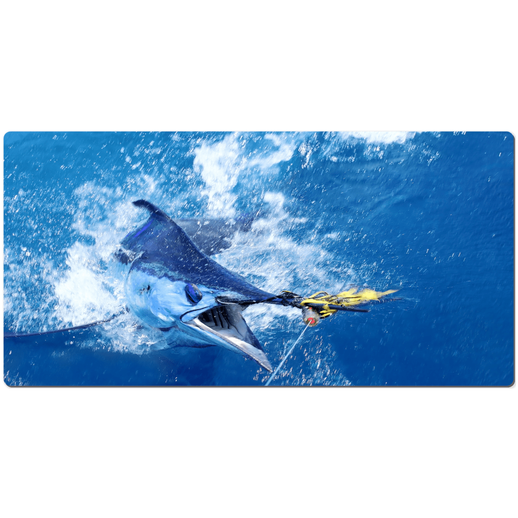 Sakcon Jewelers 18x36 inch Blue Marling desk pad | Fishing Gifts | Work From Home | Home Office | Manicure Mat
