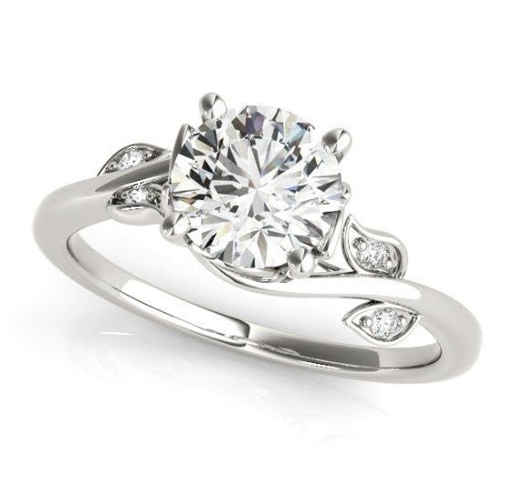 Aimee Moissanite Solitaire Diamond Bypass Leaf & Vine Engagement Ring