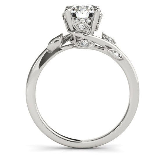 Aimee Moissanite Solitaire Diamond Bypass Leaf & Vine Engagement Ring