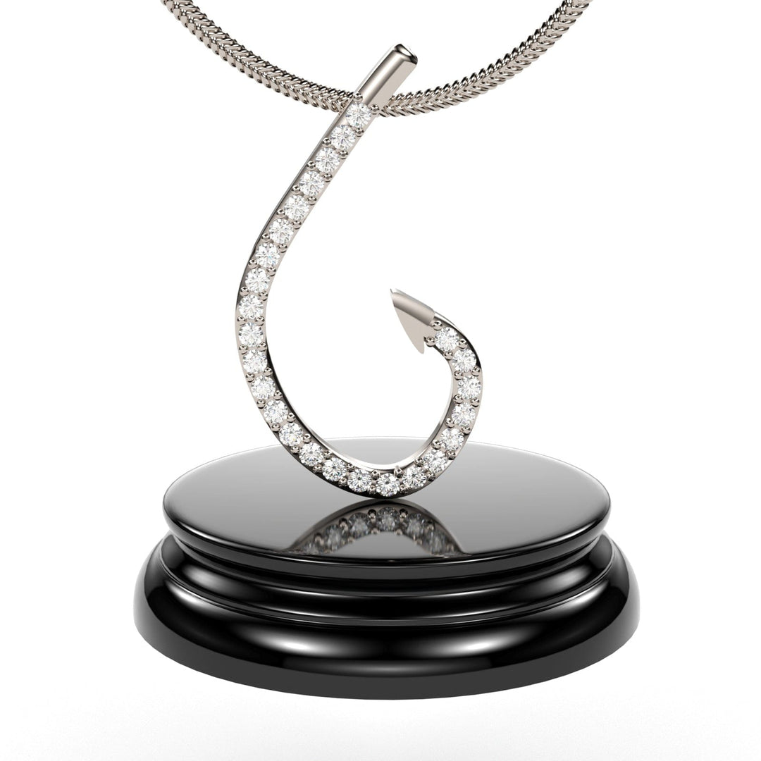 Sakcon Jewelers Pendant PALLADIUM-DIA Fishing Hook Pendant