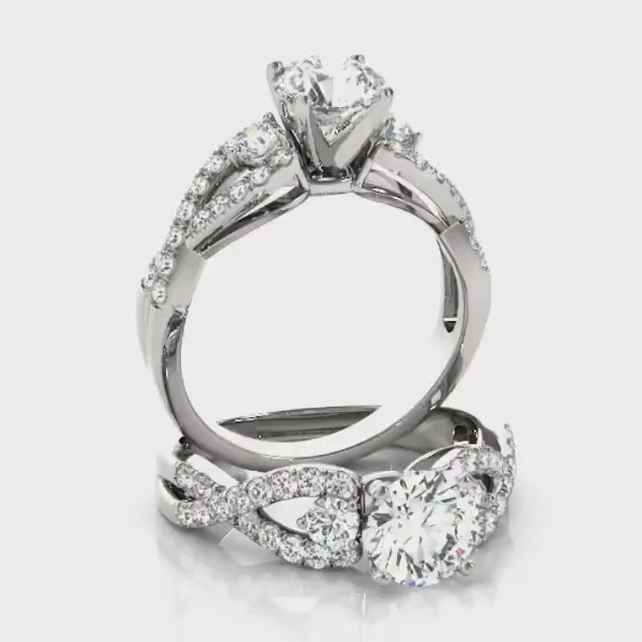 Alisha Round Brilliant 3-Stone Twist Engagement Ring | Sterling Silver Engagement Ring | Alternative Engagement Ring