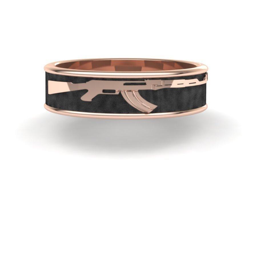 Sakcon Jewelers Ring 14k Rose Gold AK-47 Gun Ring 6mm