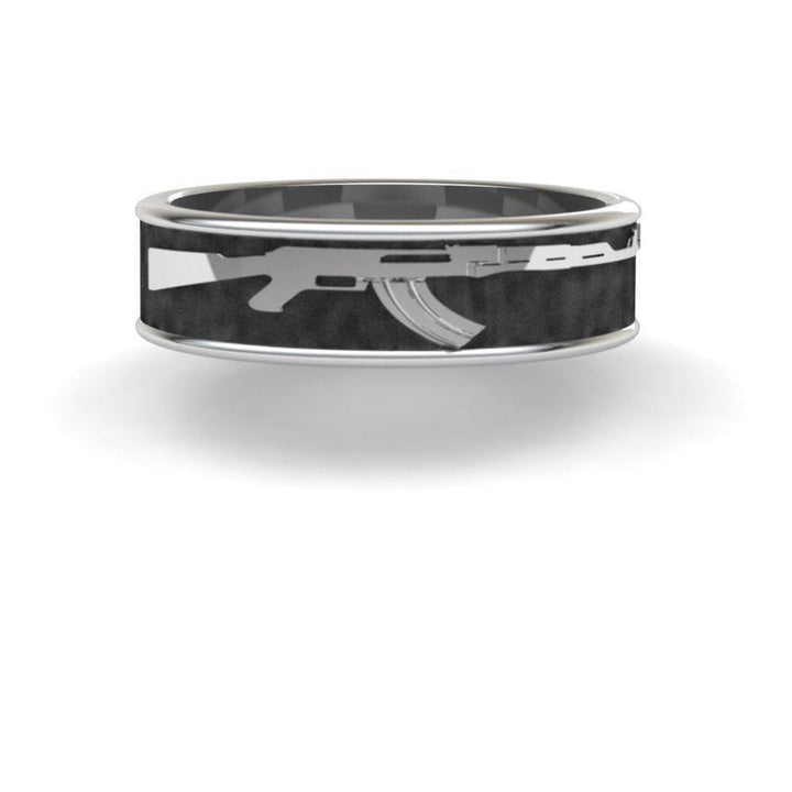 Sakcon Jewelers Ring 14k White Gold AK-47 Gun Ring 6mm