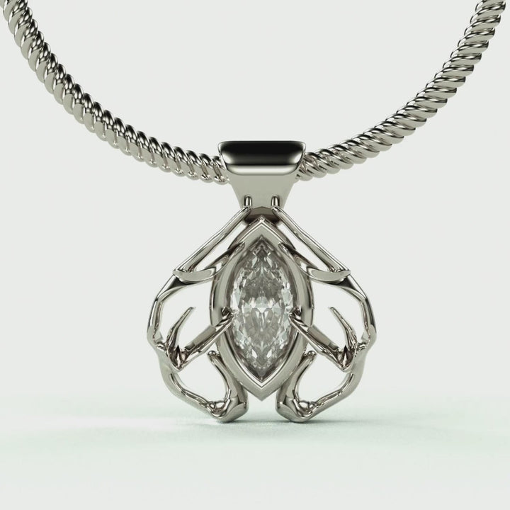 Diamond or Gemstone Antler Heart Pendant