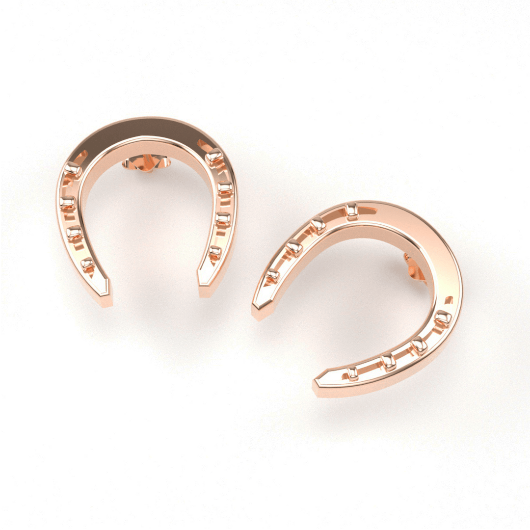 American Sportsman Jewelry Earrings 14K Rose Gold Horseshoe Earrings | Equestrian Earrings