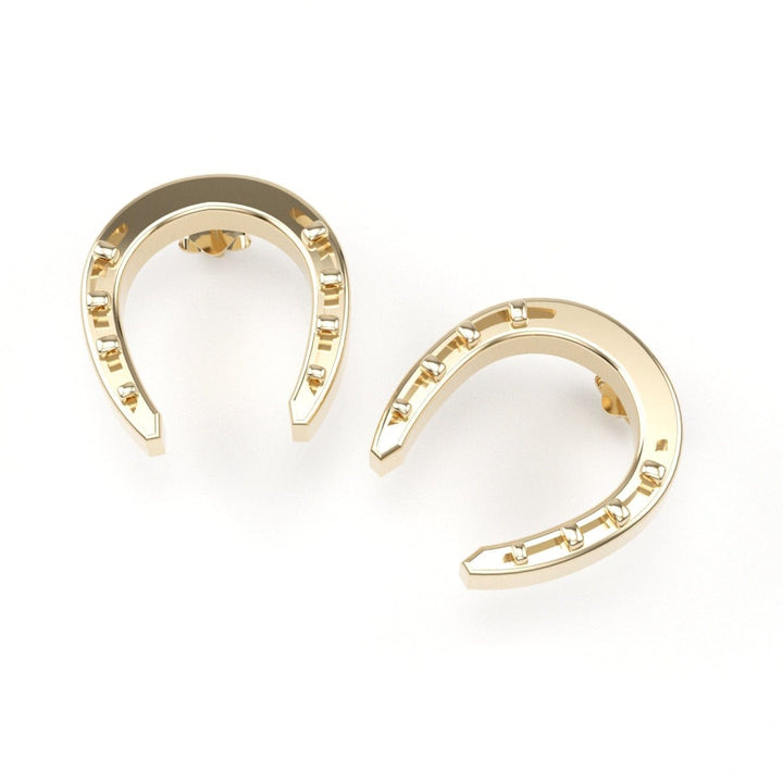 American Sportsman Jewelry Earrings 14K Yellow Gold Horseshoe Earrings | Equestrian Earrings