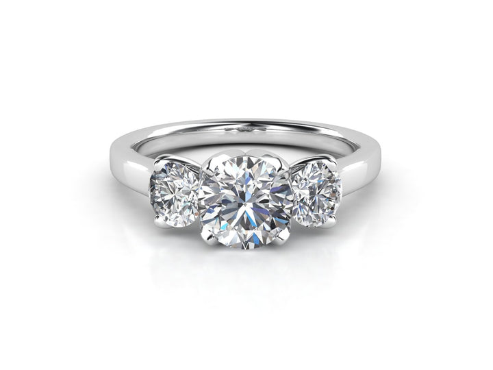 Selena Lab Grown Diamond Engagement Ring Alternative & Ethical Promise Ring Flower shaped ring 3-stone diamond anniversary ring