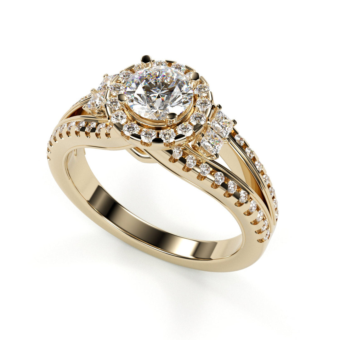 Elle Lab Grown Diamond Engagement Ring Alternative & Ethical Promise Ring Flower shaped ring Halo engagement ring
