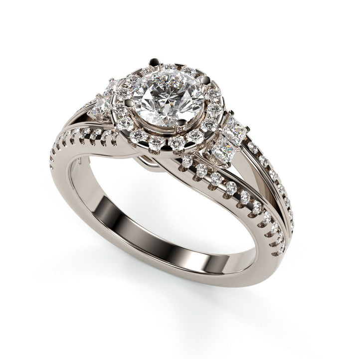 Elle Lab Grown Diamond Engagement Ring Alternative & Ethical Promise Ring Flower shaped ring Halo engagement ring