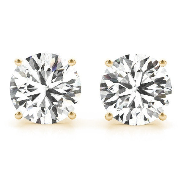 Lab Grown Diamond Stud Earrings 2.50ctw, gold and diamond earrings, minimalist earrings, platinum, palladium