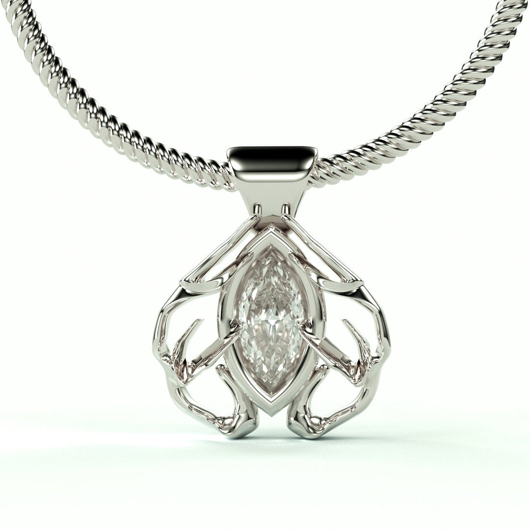 Sakcon Jewelers Pendant 10K White Gold Diamond or Gemstone Antler Heart Pendant