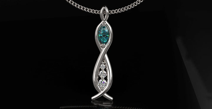Sakcon Jewelers Pendant 14KW Emerald Curvy Pendant-Large