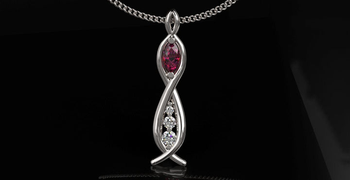 Sakcon Jewelers Pendant 14KW Ruby Curvy Pendant-Large