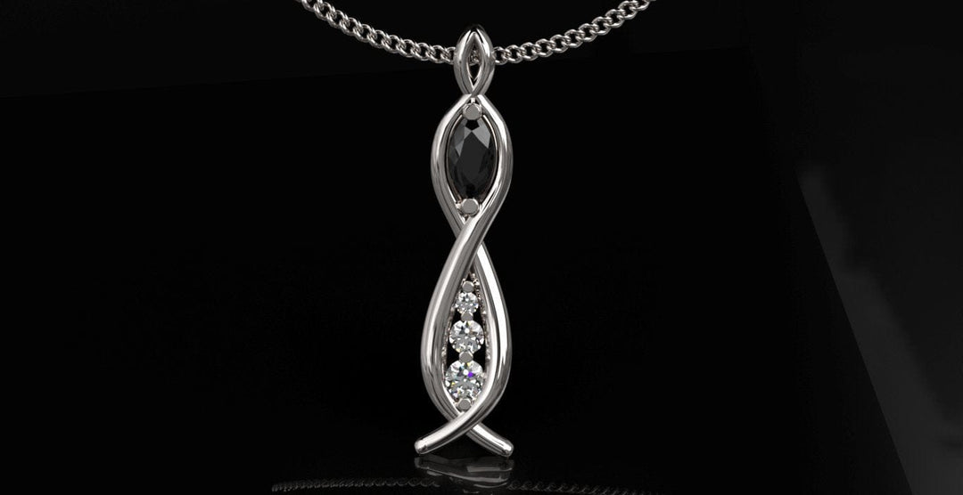 Sakcon Jewelers Pendant 14KW Sapphire Curvy Pendant-Large