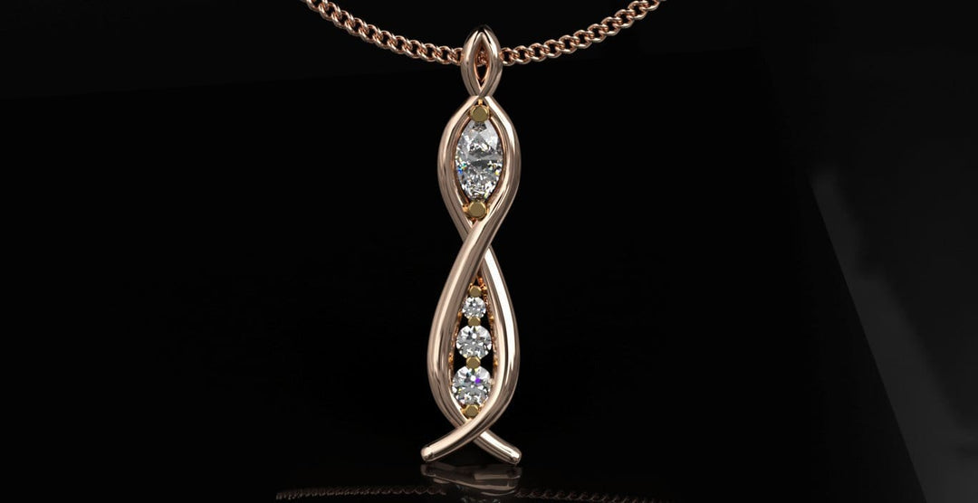 Sakcon Jewelers Pendant 14KY Diamond Curvy Pendant-Large