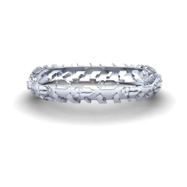 Sakcon Jewelers Ring 10k White Gold Deer Print Tire Tread Ring 6mm