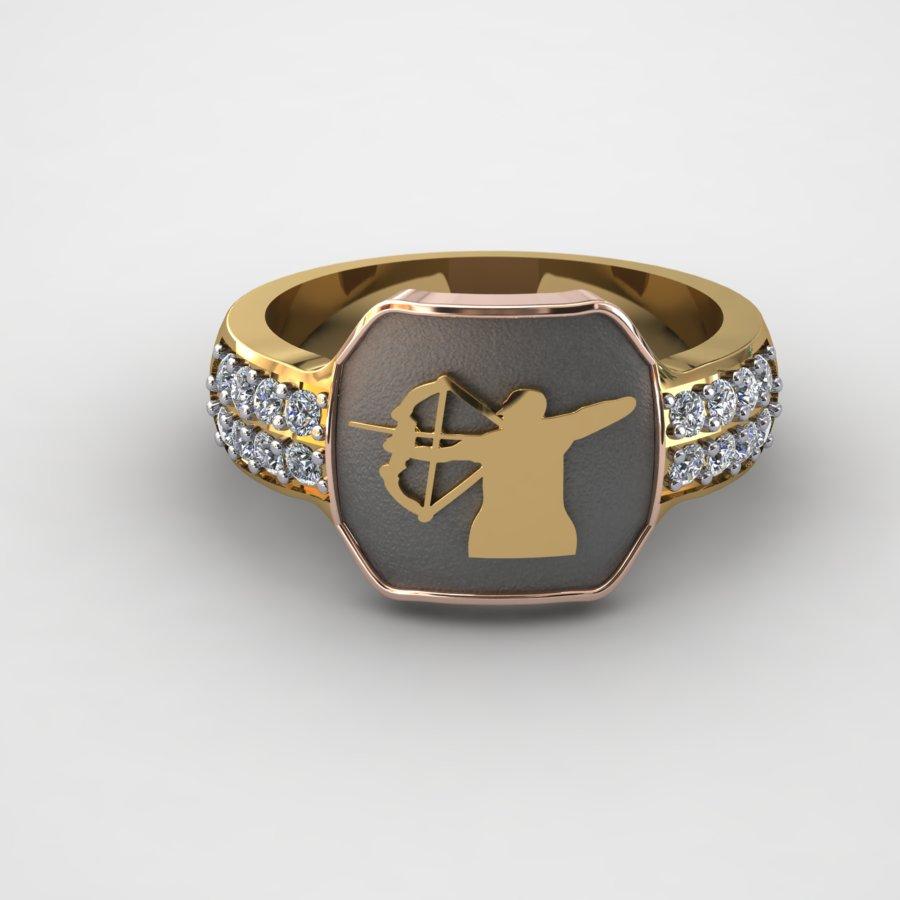 Sakcon Jewelers Ring 10k Yellow Gold Bow Hunting Ring-Diamond Ring