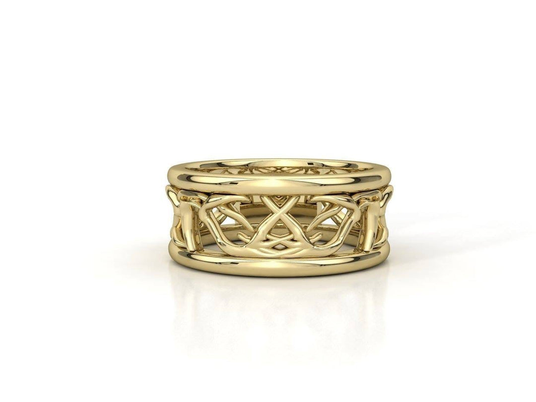 Sakcon Jewelers Ring 10k Yellow Gold Deer Antler Ring Antlered Ring Hunting Ring 10mm