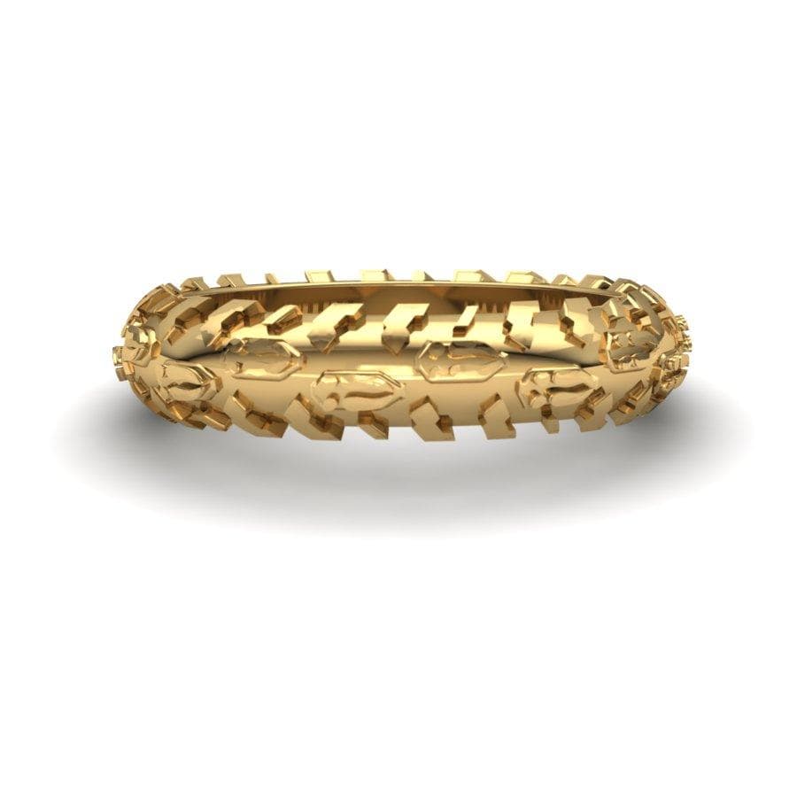 Sakcon Jewelers Ring 10k Yellow Gold Deer Print Tire Tread Ring 6mm
