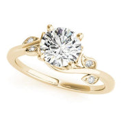 Sakcon Jewelers Ring 10K Yellow Gold Demi Diamond Engagement Ring Moissanite Engagement Ring