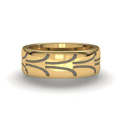Sakcon Jewelers Ring 10k Yellow Gold Fantasy Street Tire-8 Tread Ring