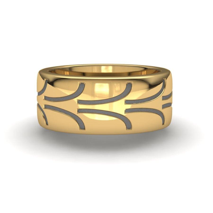 Sakcon Jewelers Ring 10k Yellow Gold Fantasy Street Tire Tread Ring-10