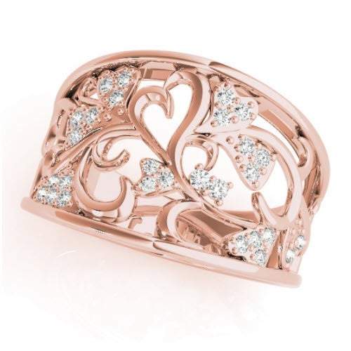 Sakcon Jewelers Ring 14k Rose Gold Anaya Diamond Ring, vine ring, heart ring