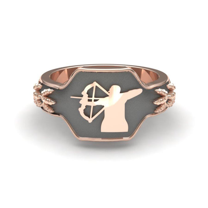 Sakcon Jewelers Ring 14k Rose Gold Bow Hunting Ring-3