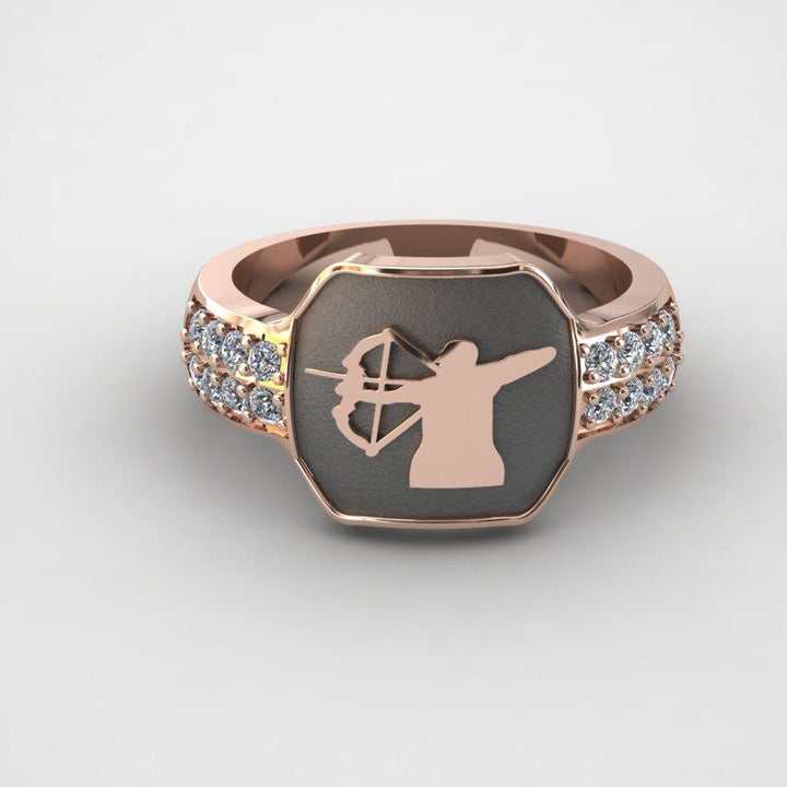 Sakcon Jewelers Ring 14k Rose Gold Bow Hunting Ring-Diamond Ring