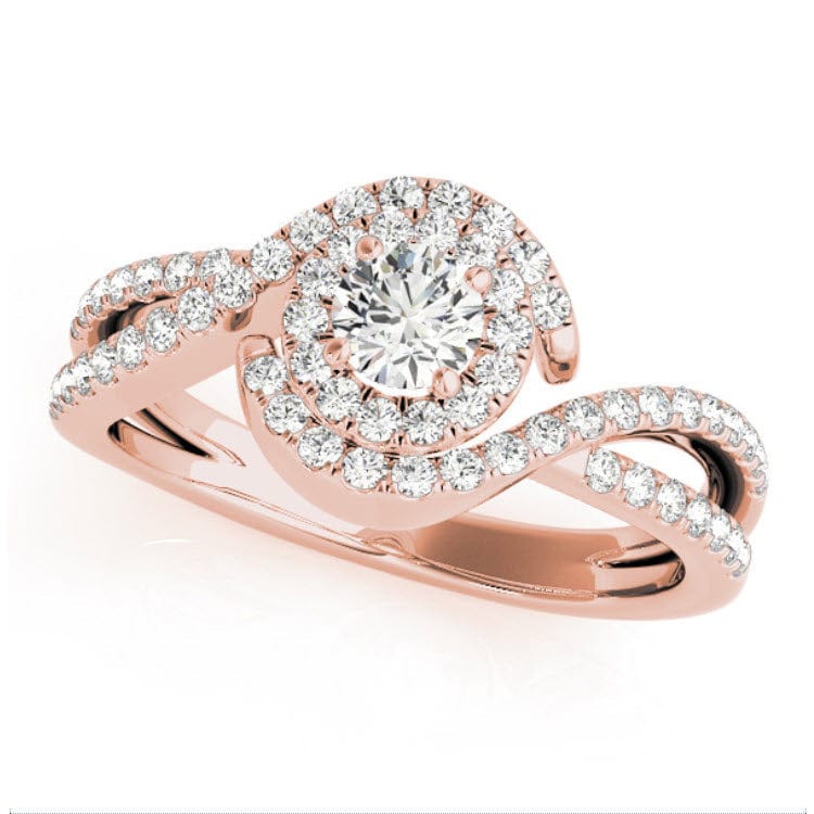 Sakcon Jewelers Ring 14k Rose Gold Colette  Moissanite & Diamond Channel Bypass Halo Engagement Ring