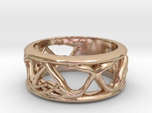 Sakcon Jewelers Ring 14k Rose Gold Deer Antler Ring Antlered Ring Hunting Ring 10mm