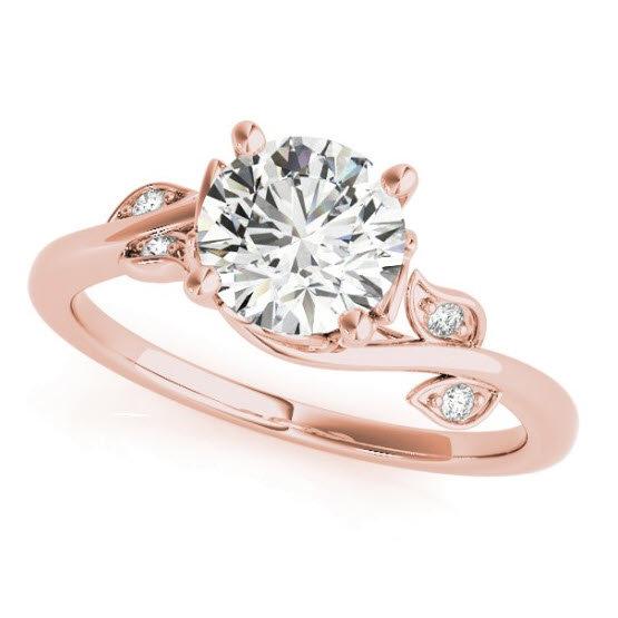 Sakcon Jewelers Ring 14k Rose Gold Demi Diamond Engagement Ring Moissanite Engagement Ring