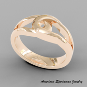 American Sportsman Jewelry Ring 14K Rose Gold Double Interlocking Horseshoe Ring | Horseshoe Wedding Ring | Equestrian Jewelry | Equestrian ring