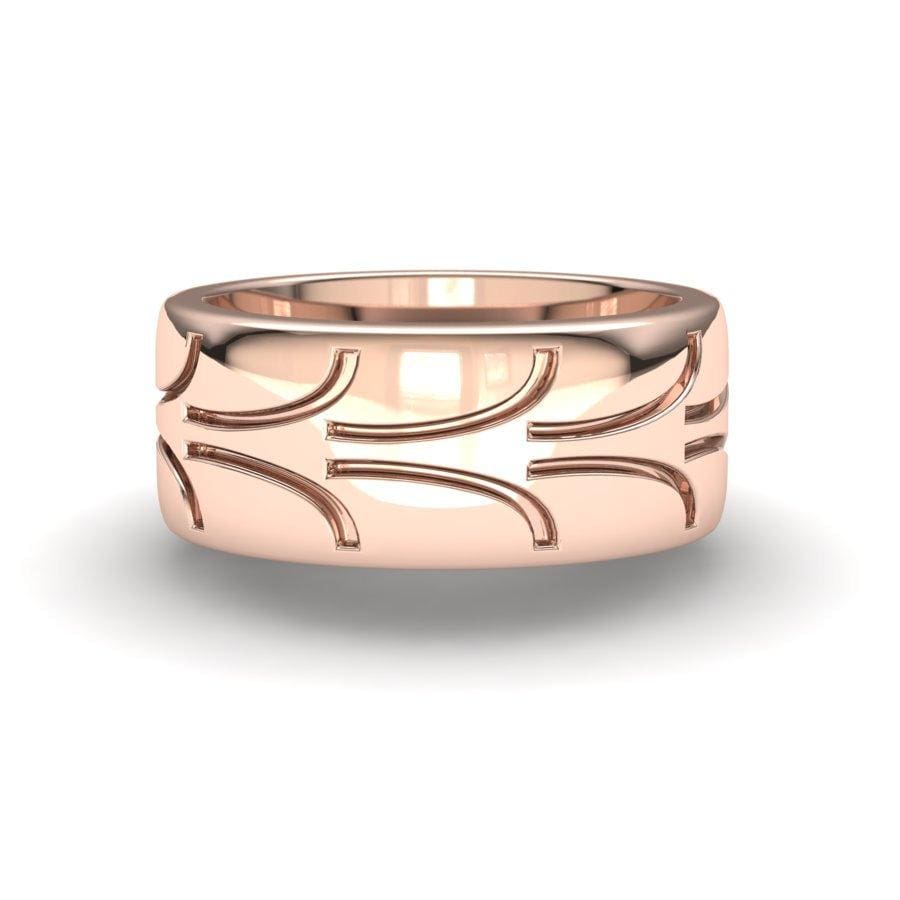 Sakcon Jewelers Ring 14k Rose Gold Fantasy Street Tire Tread Ring-10