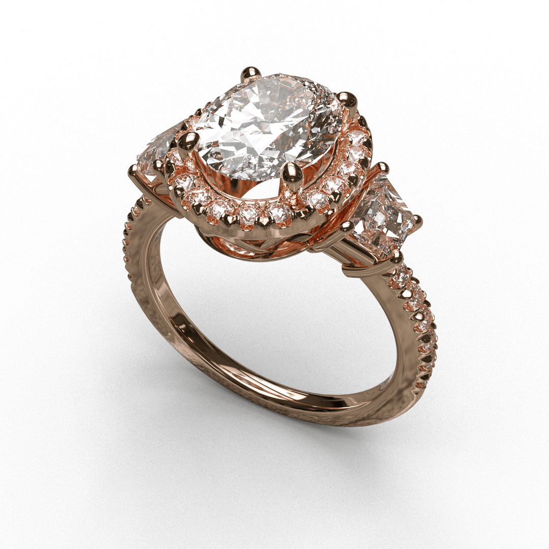 Sakcon Jewelers Ring 14K Rose Gold Paisley Princess Crown Moissanite Vintage Engagement Ring