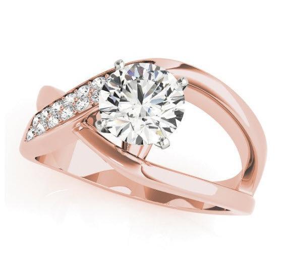 Sakcon Jewelers Ring 14k Rose Gold Round Brilliant XOXO Open Swirl Engagement Ring