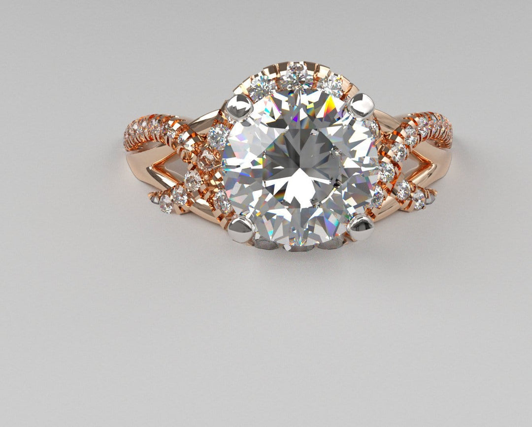 Sakcon Jewelers Ring 14k Rose Gold Seria Diamond/Moissanite Engagement Ring