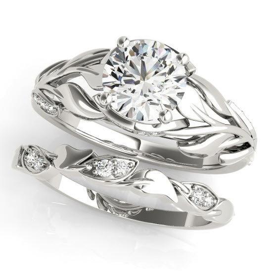 Sakcon Jewelers Ring 14K Set Brenna Moissanite & diamond Engagement Ring