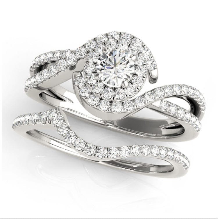 Sakcon Jewelers Ring 14K Set Colette  Moissanite & Diamond Channel Bypass Halo Engagement Ring