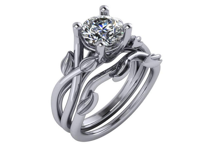 Sakcon Jewelers Ring 14k White Gold Annie Diamond Engagement Ring Moissanite Engagement Ring