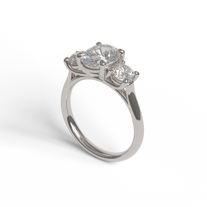 Sakcon Jewelers Ring 14k White Gold Zoey Moissanite & Chatham Created Sapphire 3-Stone Engagement Anniversary Ring