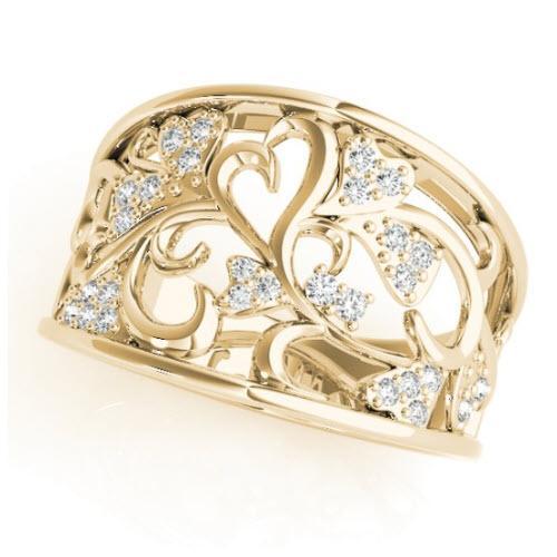 Sakcon Jewelers Ring 14k Yellow Gold Anaya Diamond Ring, vine ring, heart ring