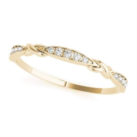 Sakcon Jewelers Ring 14K Yellow Gold Caroline .06ctw Diamond Stackable Ring
