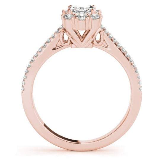 Sakcon Jewelers Ring Moissanite Emerald Cut Diamond Pave Split Engagement Ring